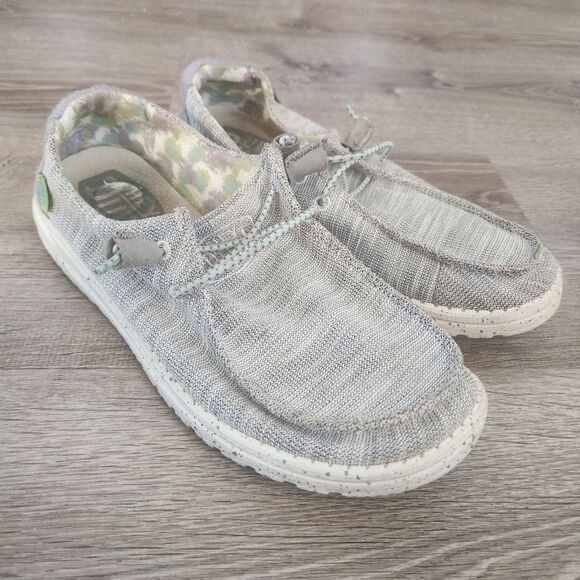Hey Dude Womens Wendy Casual Slip On Shoes Size 8 Gray Stretch Pearl River - Picture 3 of 9